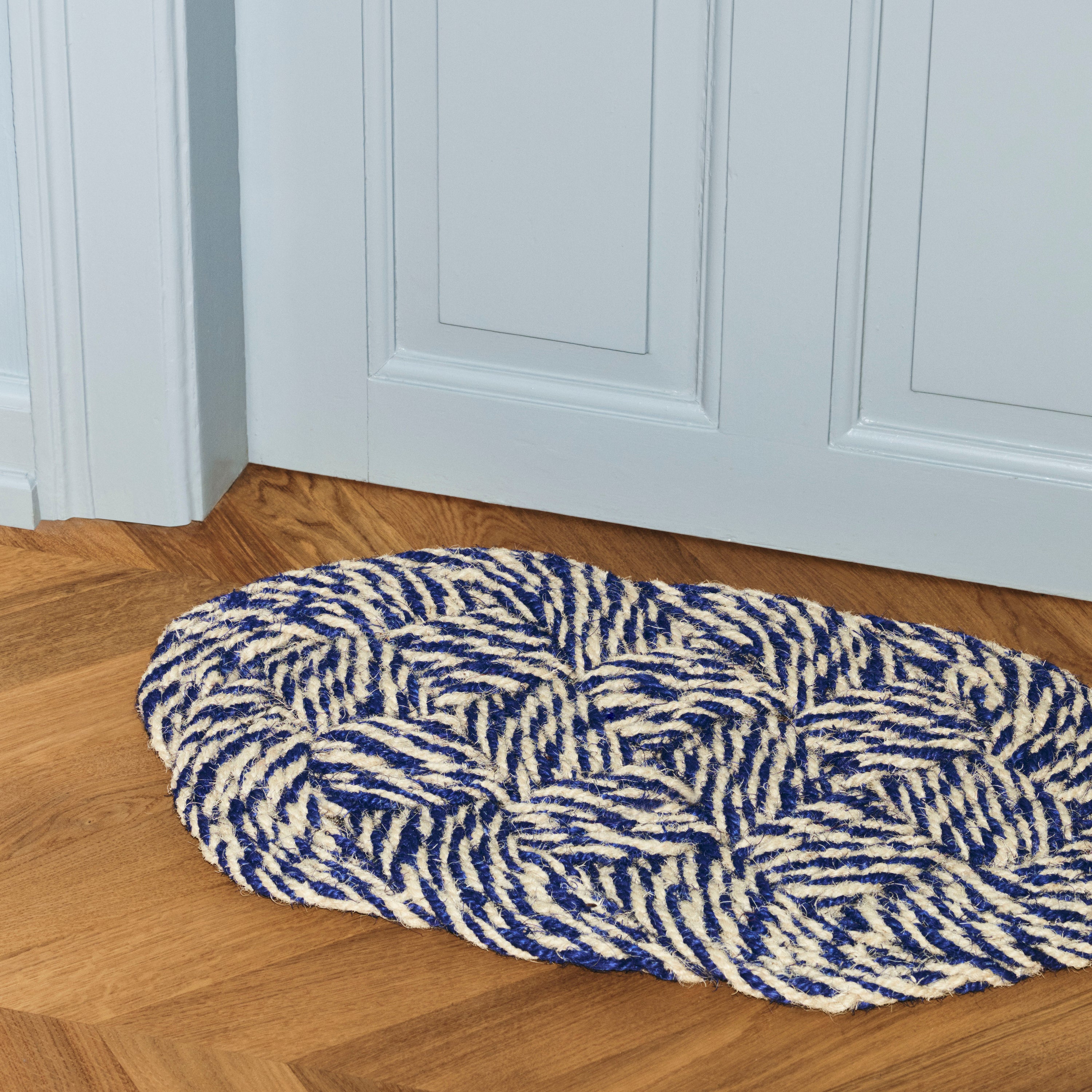 HAY Coco Swirl Deurmat - Blauw / Off-White