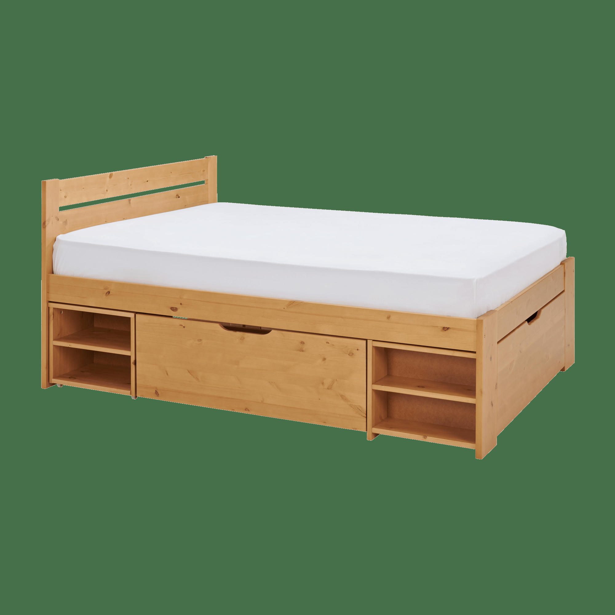 TARA - Lit rangement en bois massif miel 140 x 200 cm