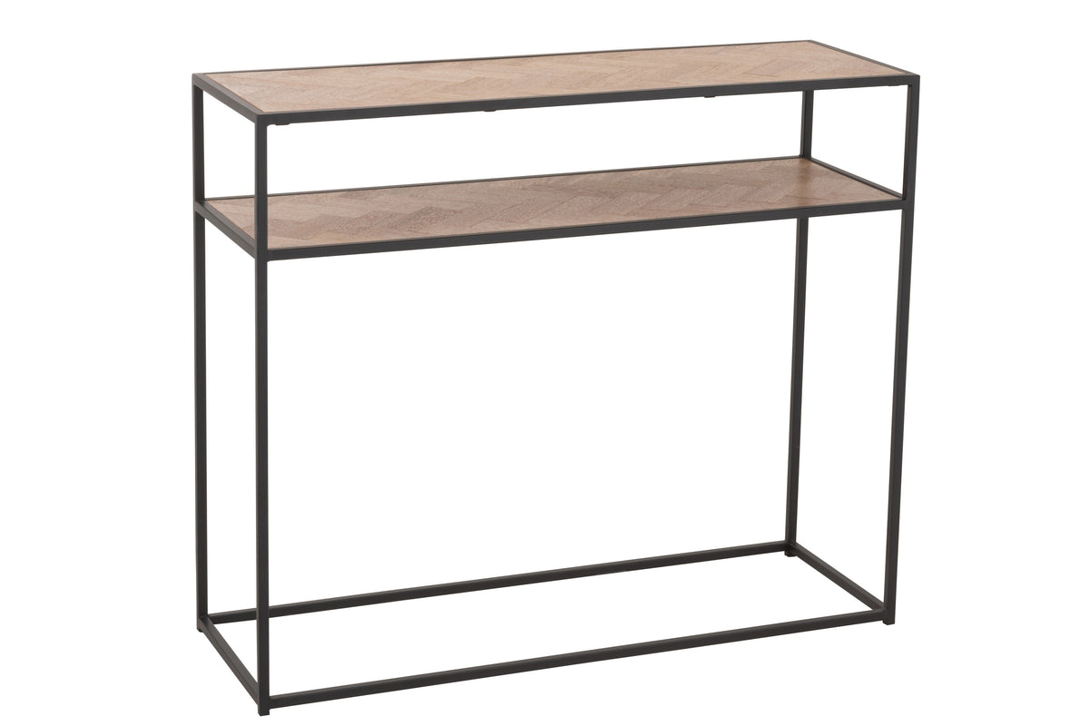 J-Line console Zigzag - hout/metaal - naturel/zwart