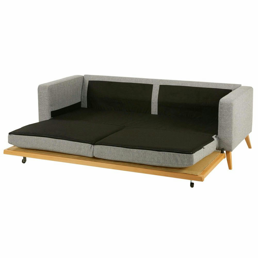 Brooke - Canapé convertible style scandinave 3/4 places gris clair