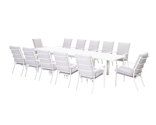 Jette 12 Seater Extension Dining Setting Bundle - Bone