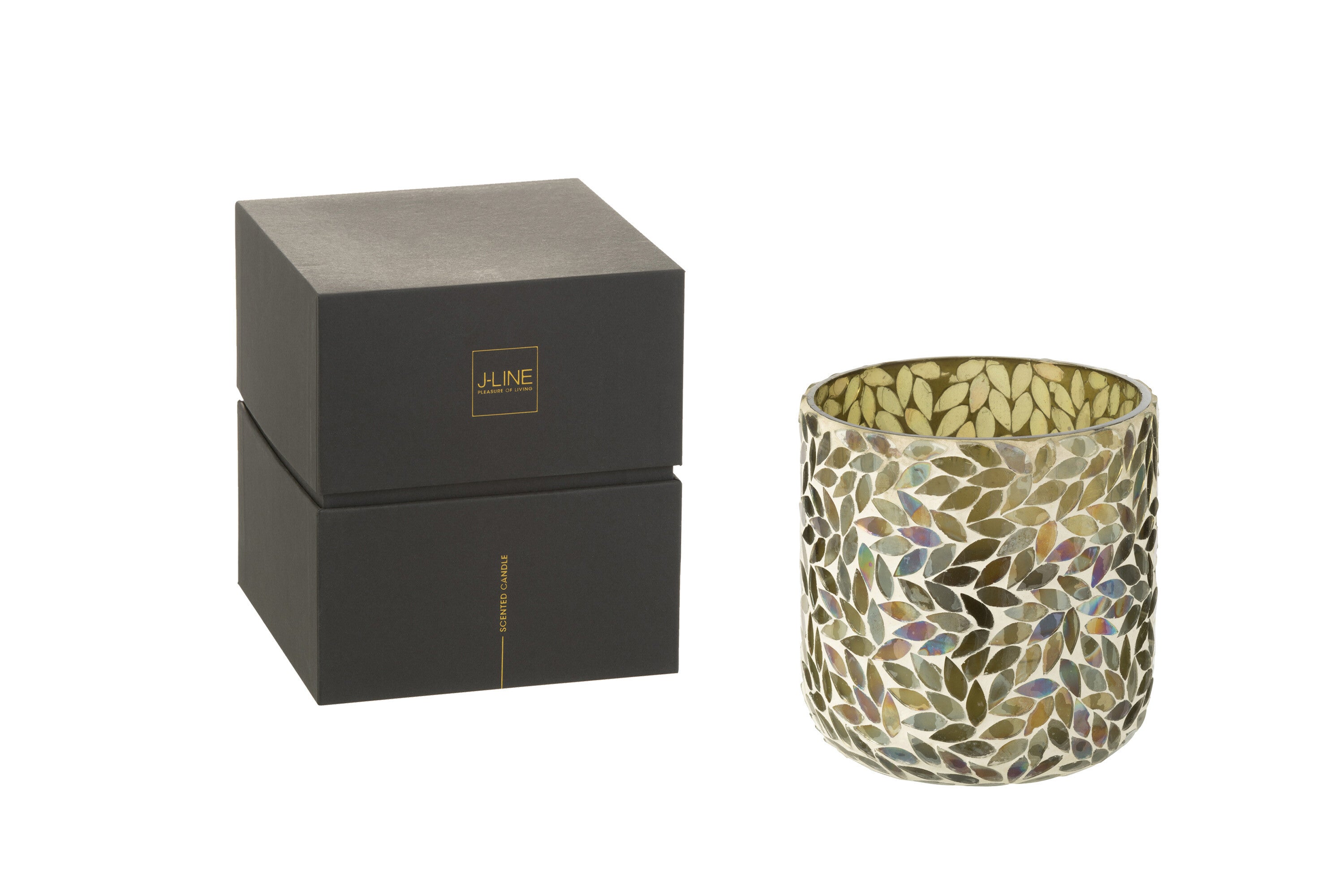 J-Line geurkaars Tea & Herbs - glas - groen - medium - 70U