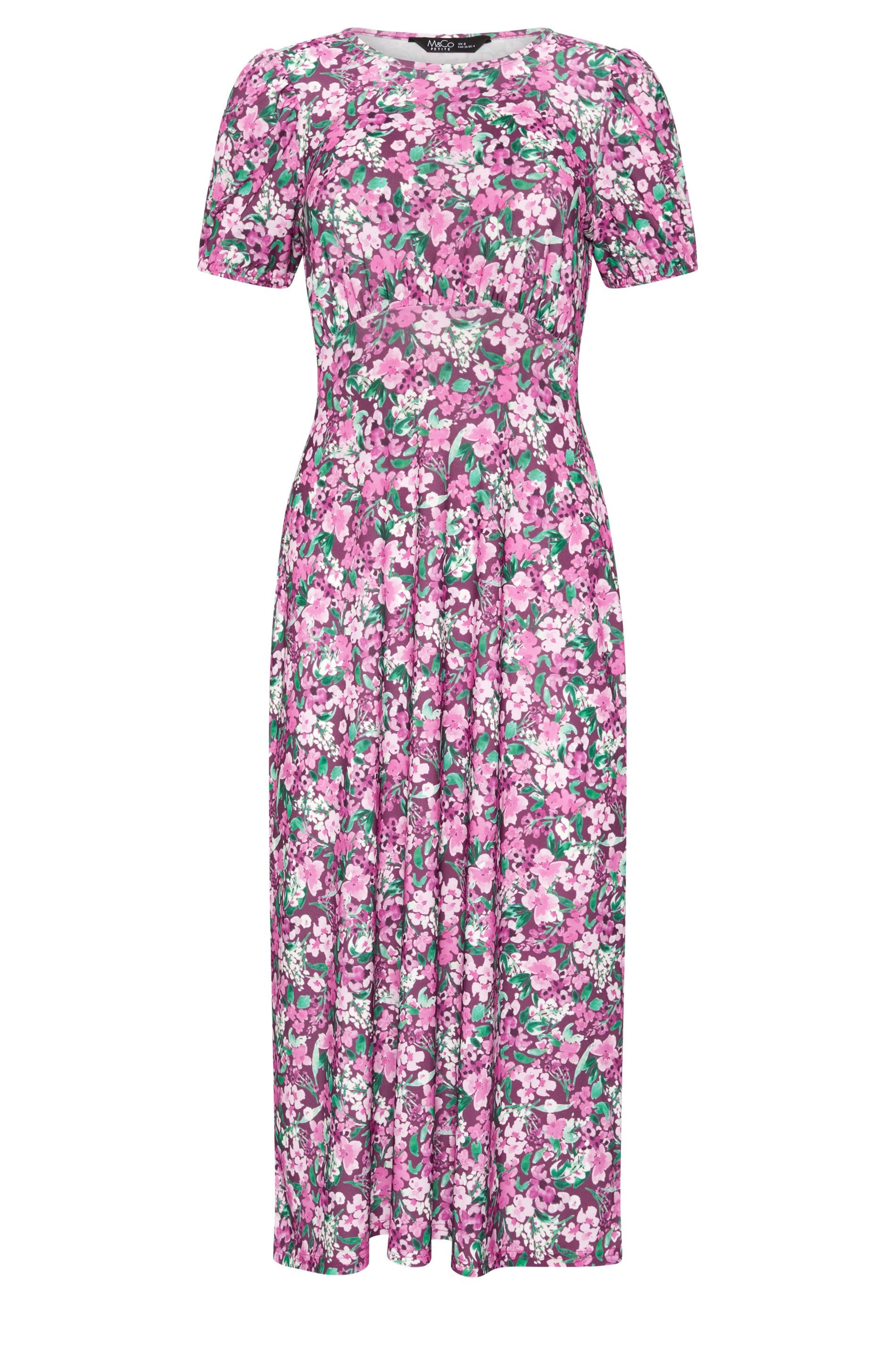 M&Co Petite Floral Short Sleeve Midi Dress