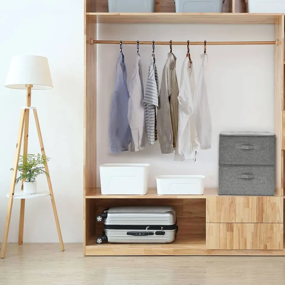 vidaXL - Opbergbox Opbergboxen - Grijs - Stof - 2 stuks