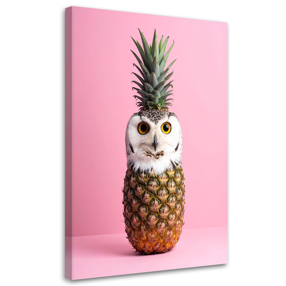 Obraz do pokoju dziecka salonu, Abstrakcja Sowa Ananas na rózowym 20x30