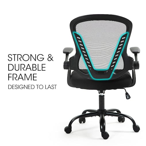 NNEMB Ergonomic Office Desk Chair, Coolmesh Fabric, Adjustable Recline, Black Mesh/Black Frame