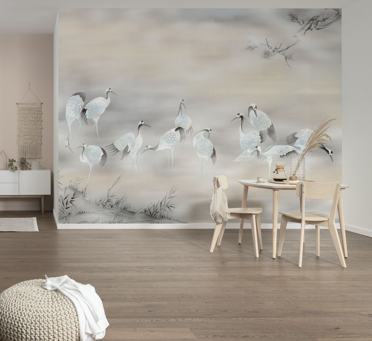 Sanders & Sanders fotobehang vogels zandkleurig en warm grijs - 400 x 280 cm - 612052