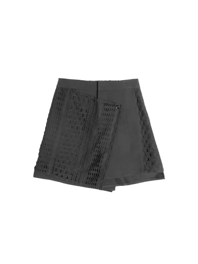 Patchwork Pleated Mesh Short - 25SDB105W
