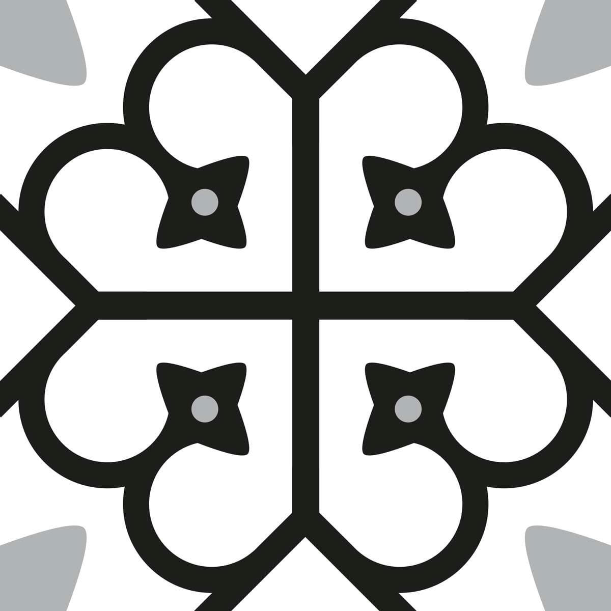 - Stickers carrelage 15 x 15 cm - Motif floral noir et blanc