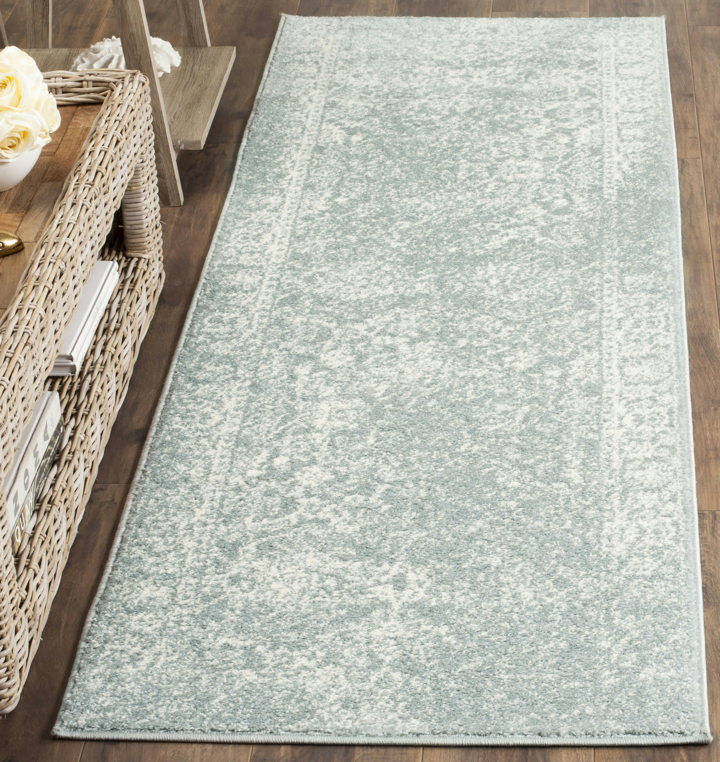 ADIRONDACK - Tapis de salon interieur en gris ardoise & ivoire, 76 x 244 cm