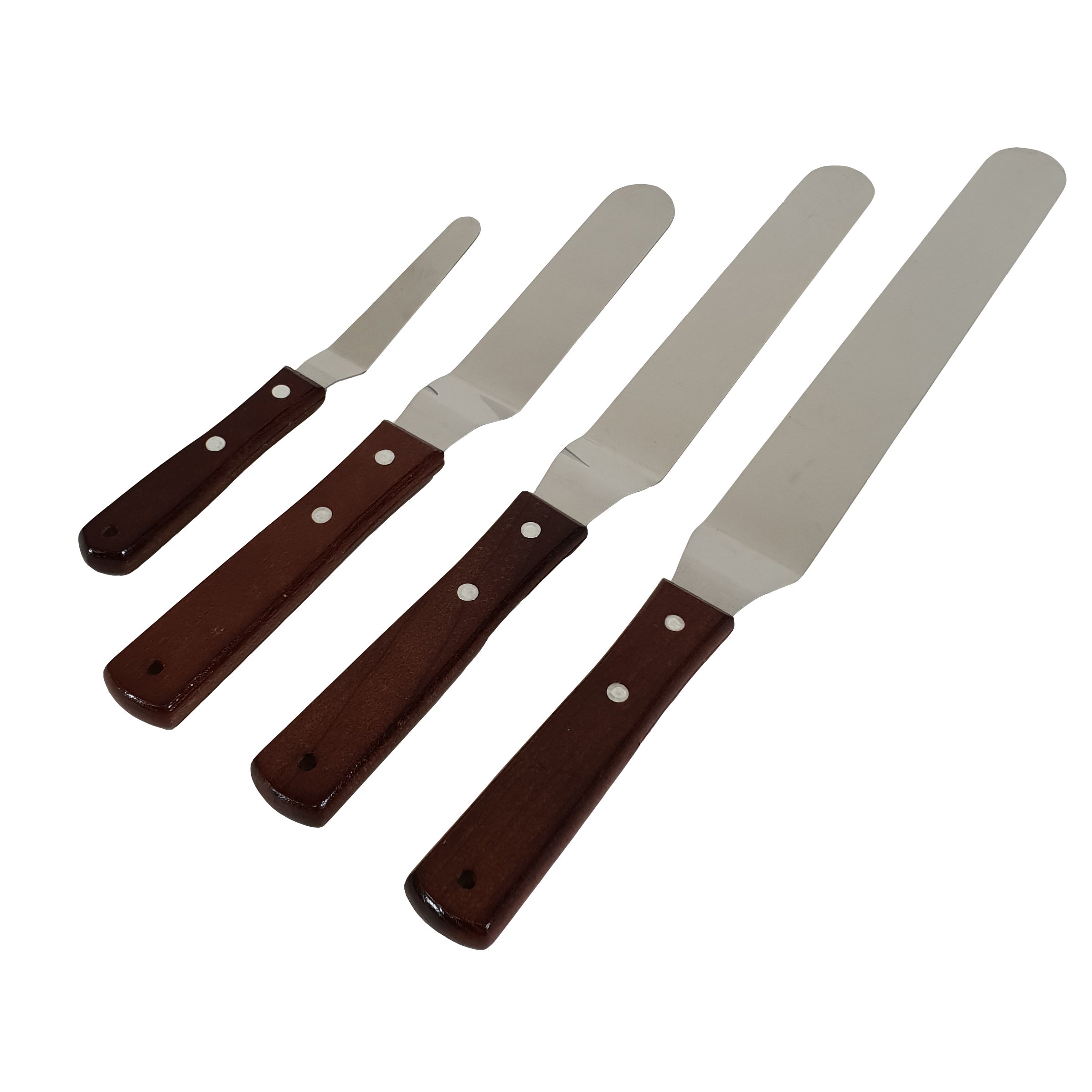 Krumble paletmes   glaceermes spatel set van 4 RVS met houten handvat
