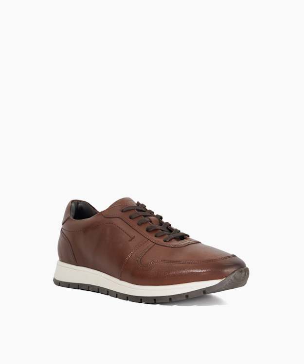 Tris Brown - Leather Lace-Up Runner Trainers