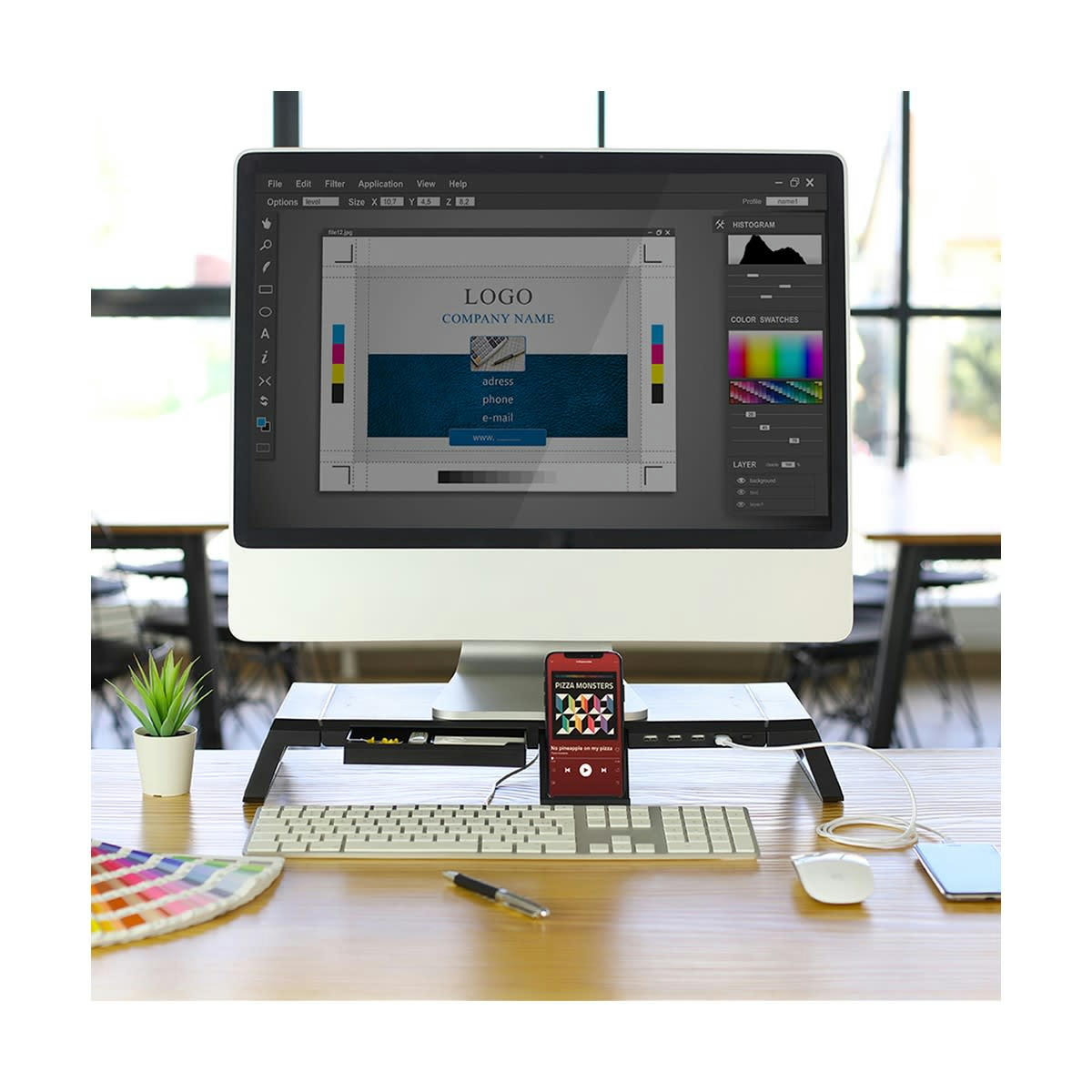 - Rehausseur d'ordinateur avec hub