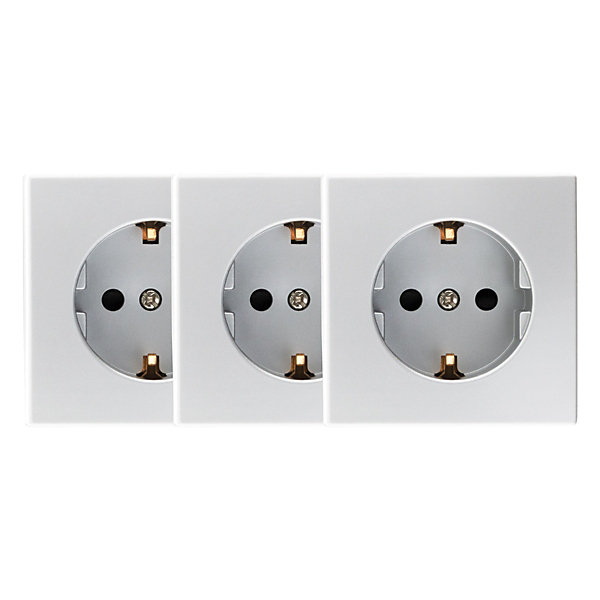 3 prises Schuko 16A Bel'Vue argent Zenitech