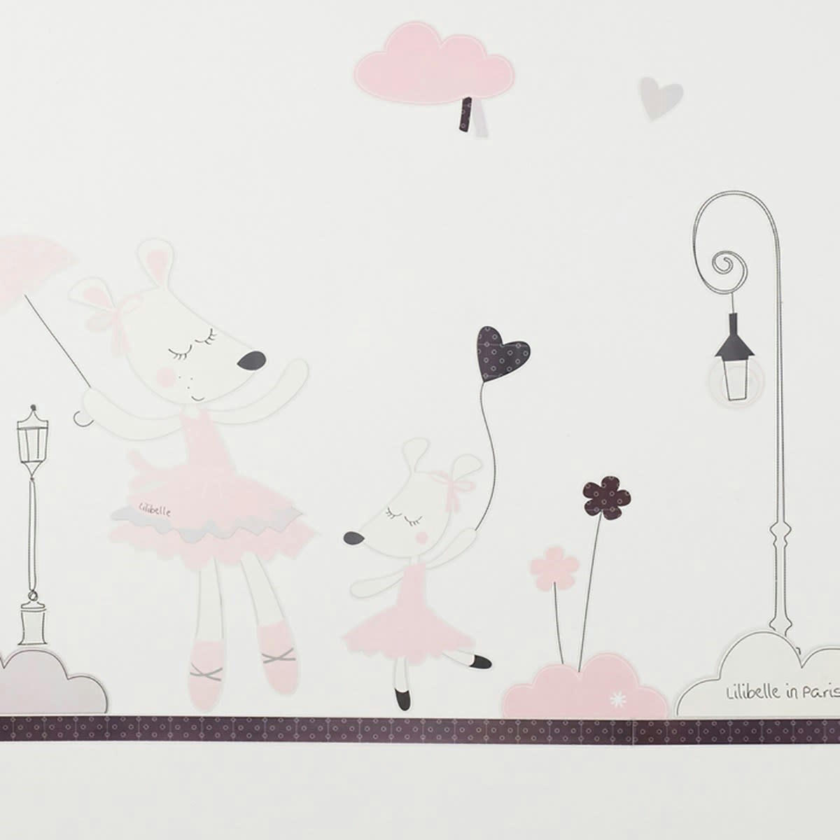 LILIBELLE - Stickers muraux Petite souris 70x50cm en Papier Rose