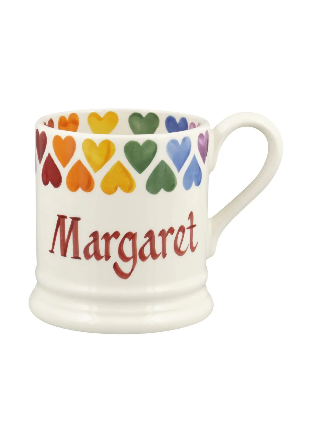 Personalised Rainbow Hearts 1/2 Pint Mug