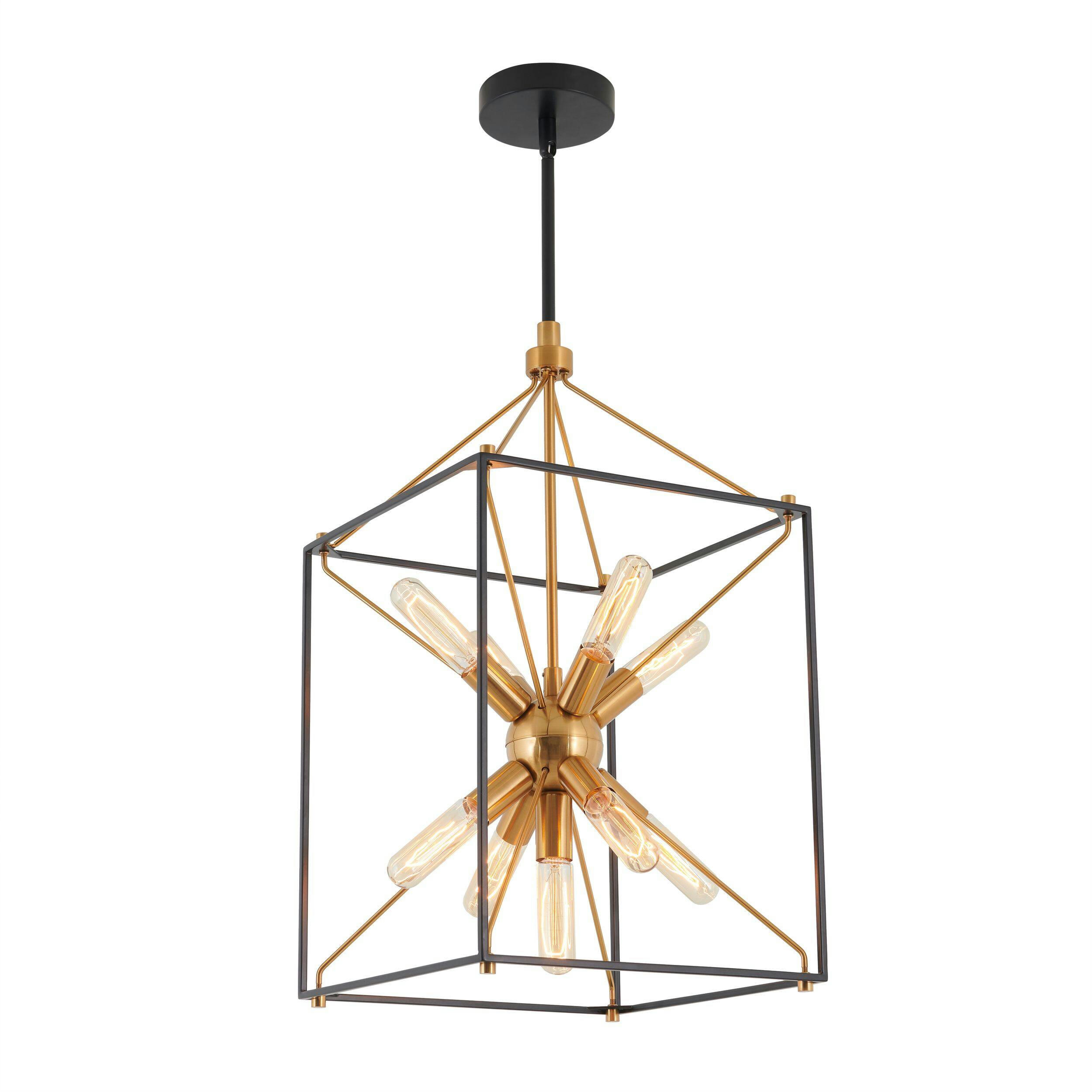 Artika Clyde Brass & Matte Black Industrial Style 9-Light Pendant