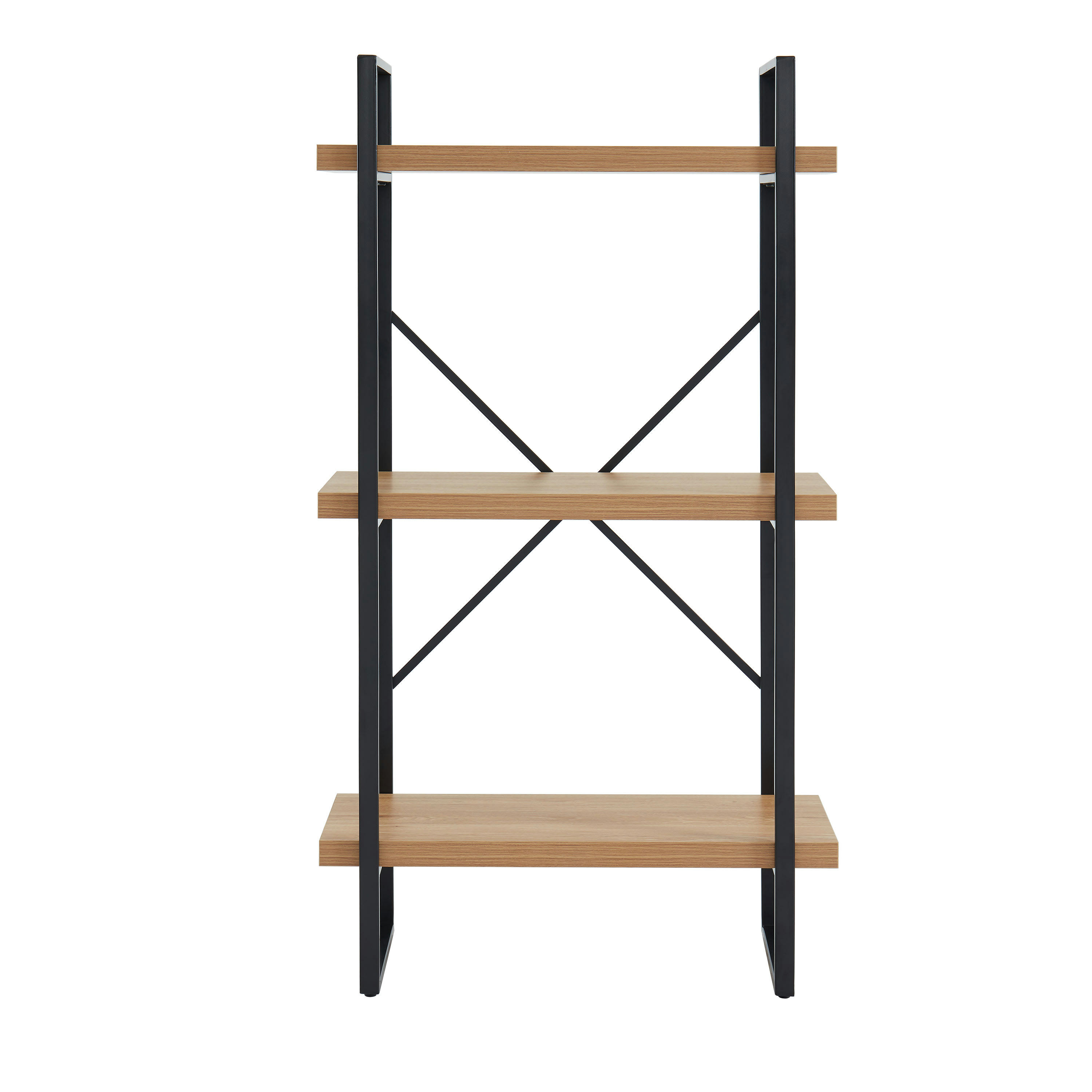 FELIX - Bibliothèque   effet chêne et métal noir  h145cm