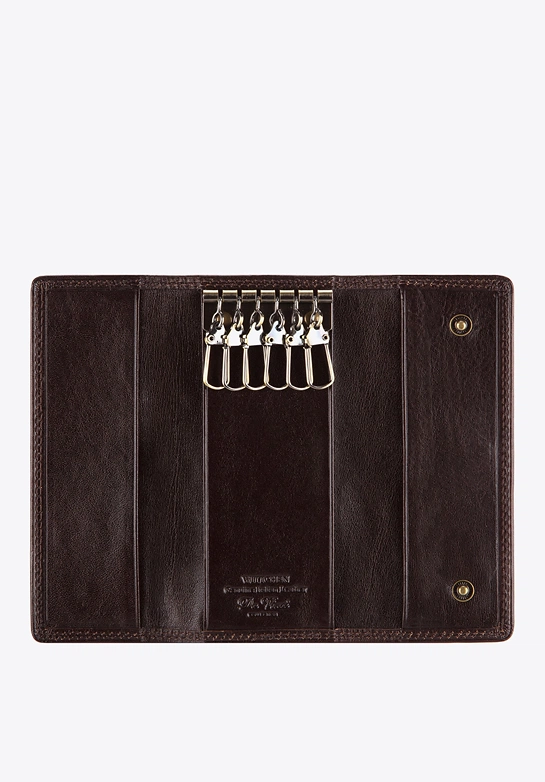 Etui na klucze skórzane z monogramem brązowe