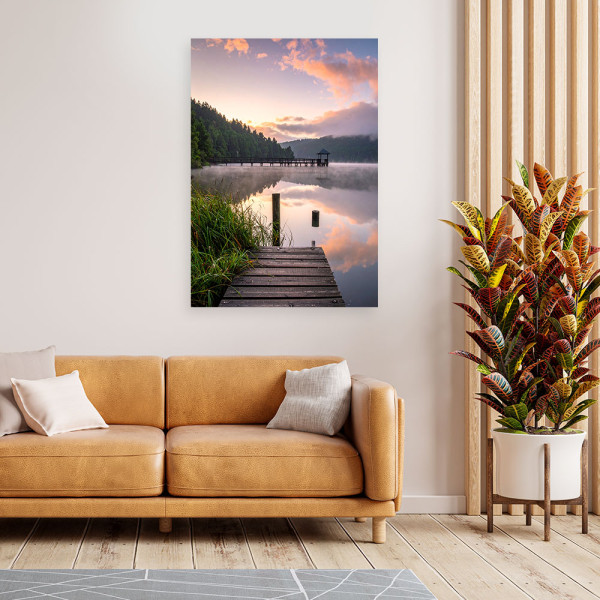 Obraz do salonu sypialni biura, Widok jezioro pomost natura 20x30