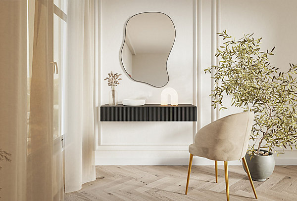 Coiffeuse 1 tiroir suspendue noire 110 cm VELDIO