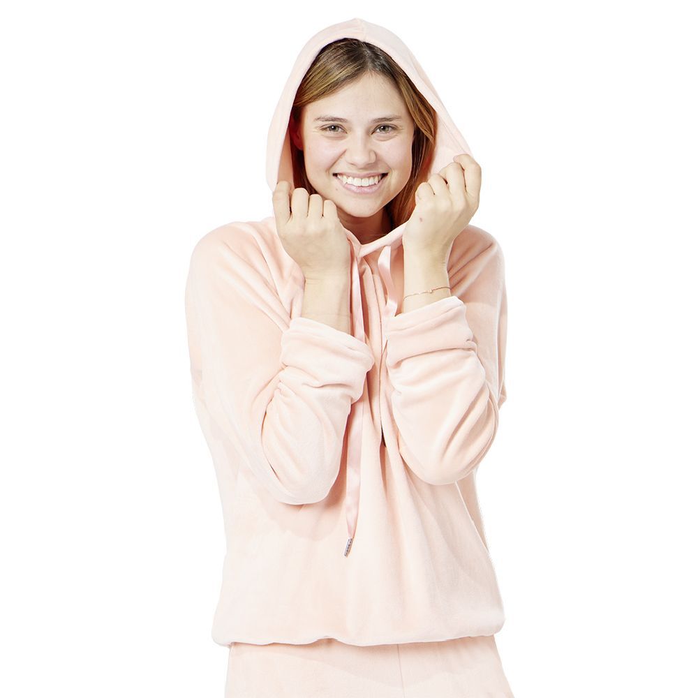 Sweat velours uni rose Taille S