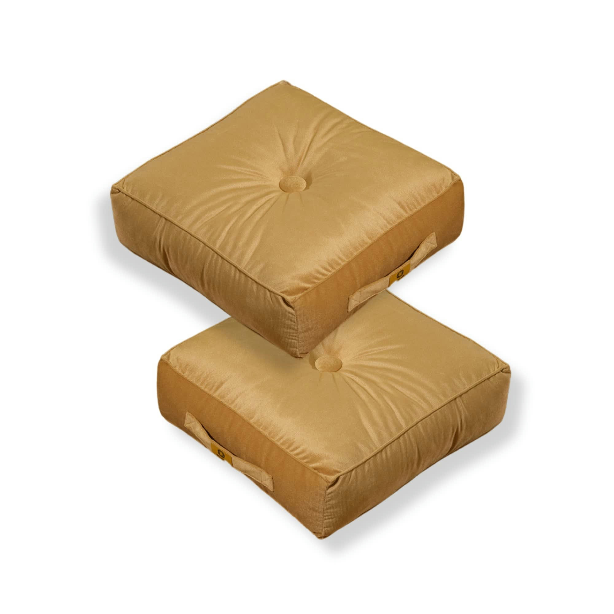 - Pouf en velours 40 x 40 x 14 cm lot de 2 - beige