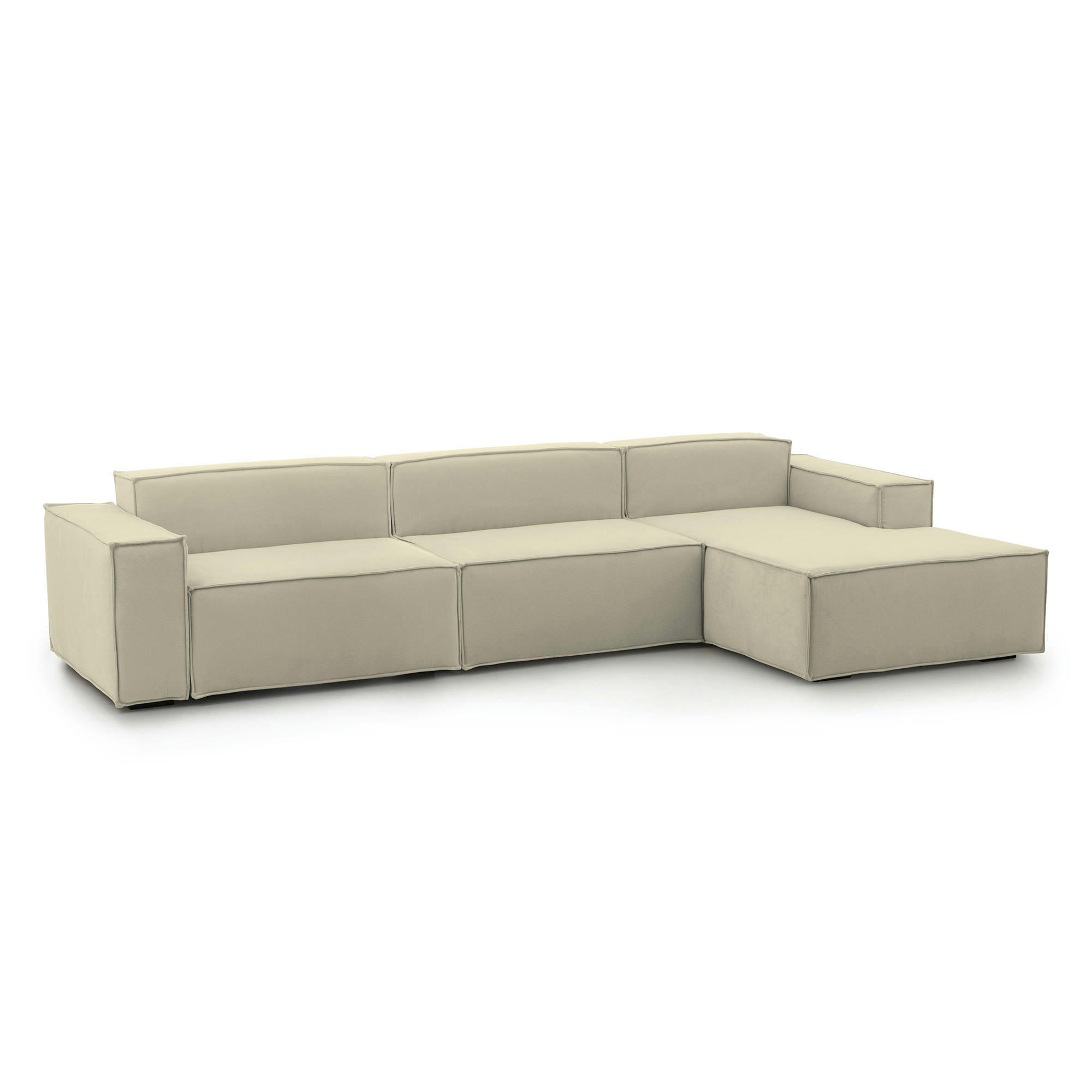 DMAIOL - Canapé d'angle 4 places en tissu beige