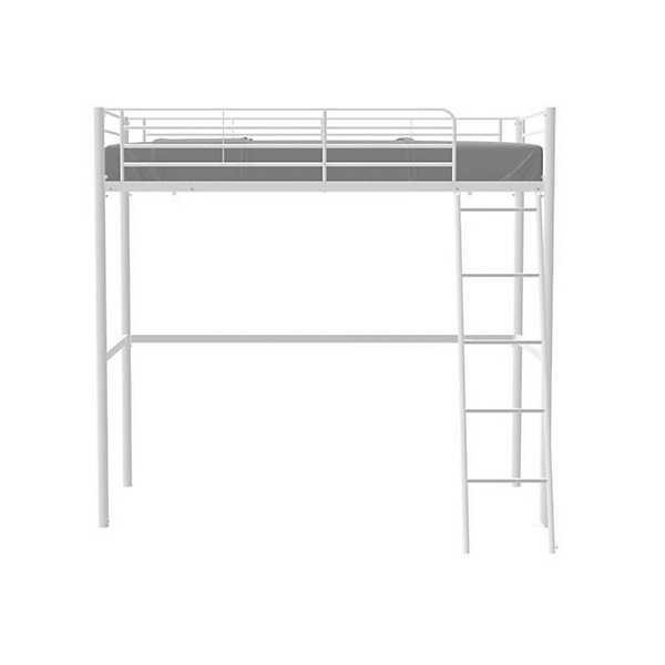 Lit mezzanine ELIOT 90 x 190 cm - Métal - Sommier inclus - Blanc