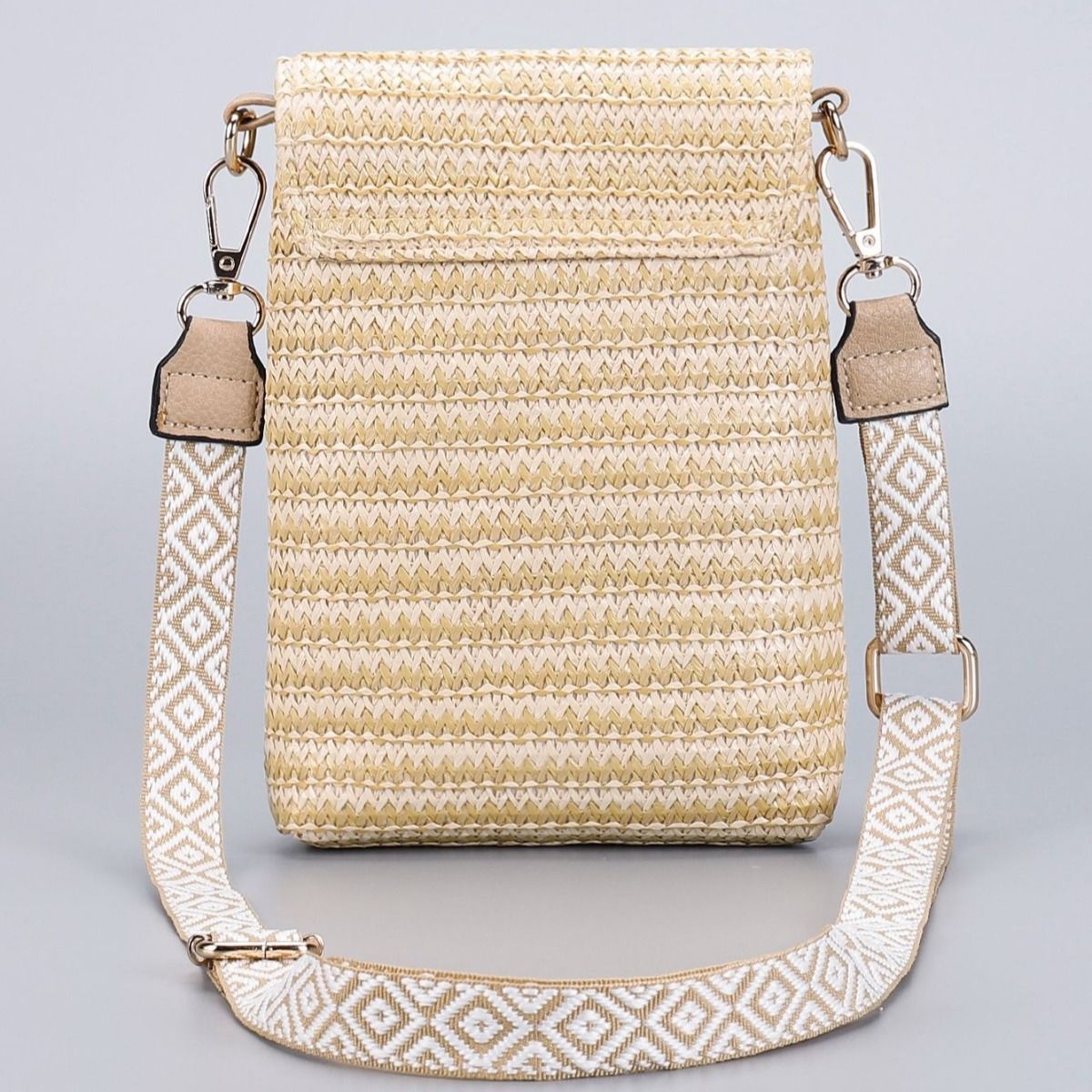 PEACH ACCESSORIES Tree of Life Straw Mini Crossbody Bag