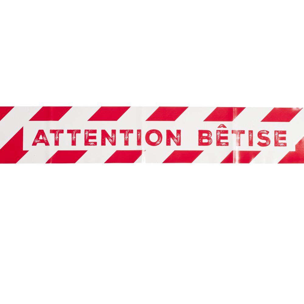 Ruban zone "attention bétise" plastique rouge et blanc 5m