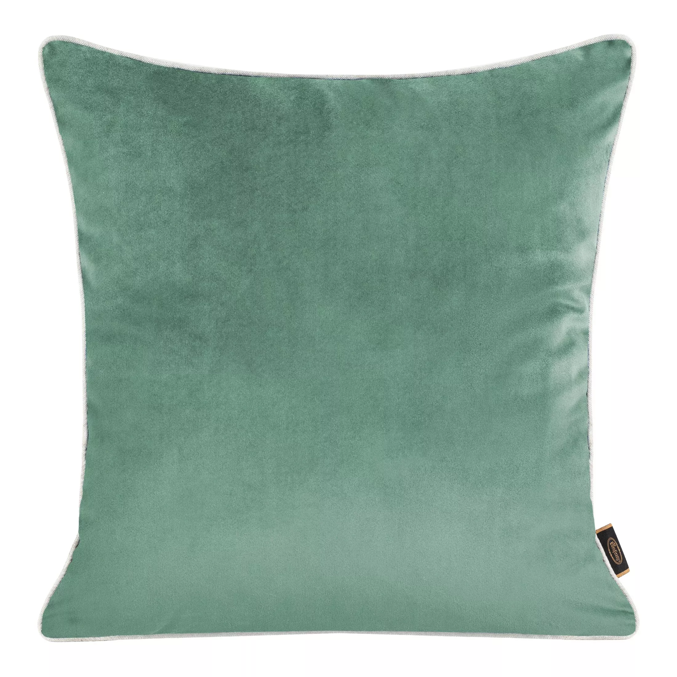Poszewka na poduszkę 45x45 cm welwetowa kolor turkusowy, jasnoszary, dwustronna z wypustką na brzegach VELVET 57 Eurofirany Premium