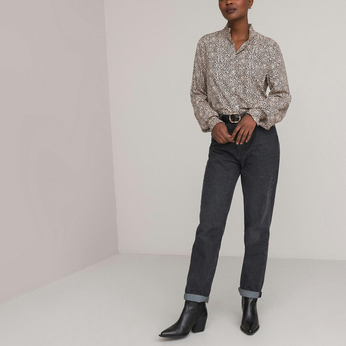 Chemise col victorien imprimé animalier