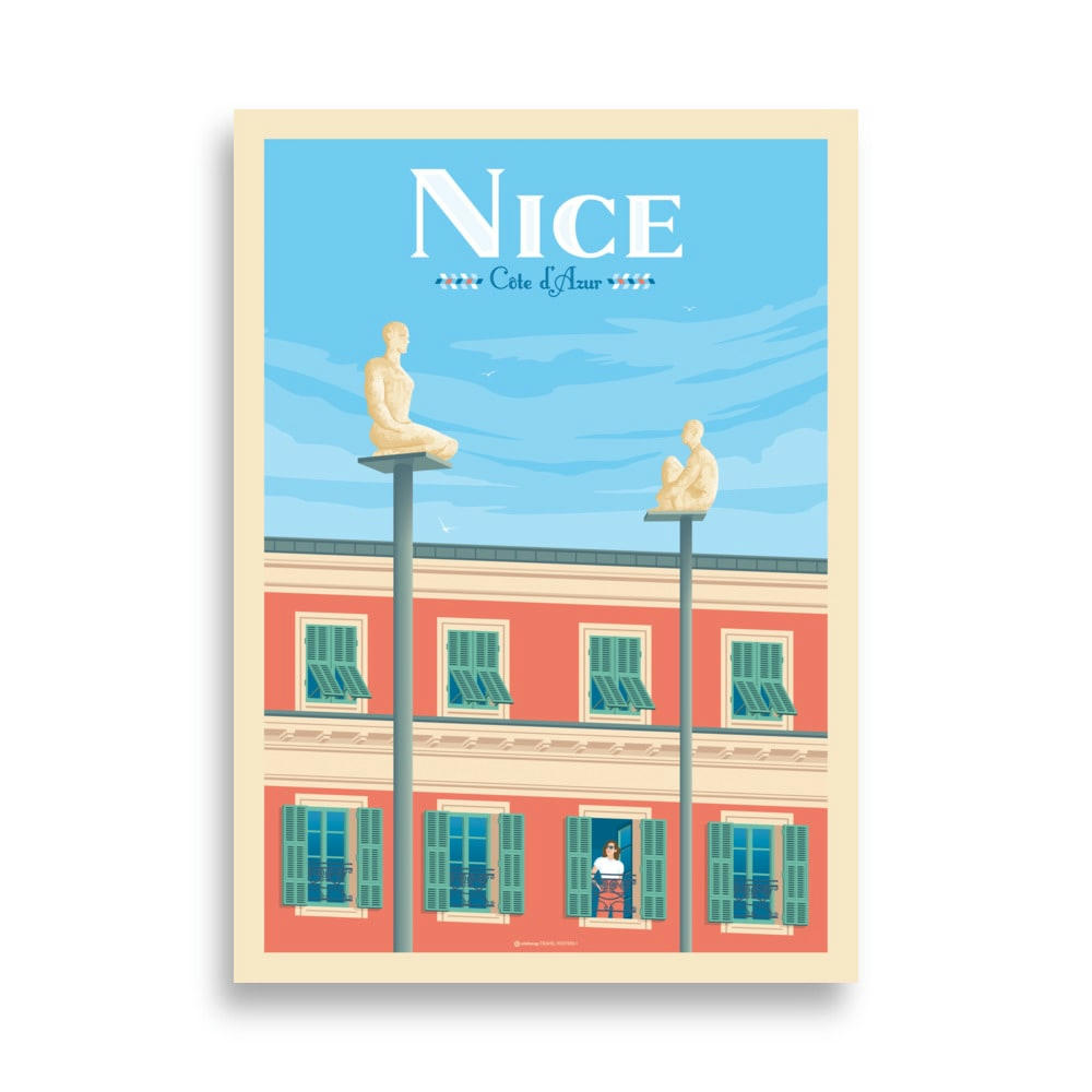 - Affiche Nice Côte d'Azur France - Place Massena  21x29,7 cm