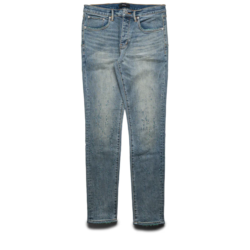 Purple Brand Low Rise Skinny Leg Color Weft Buckshot Jean - Mid Indigo