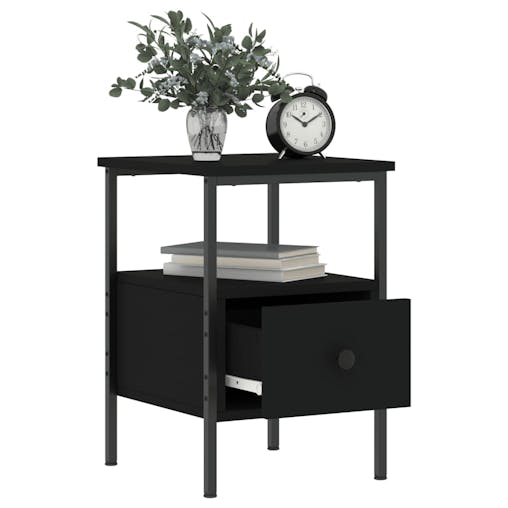 NNEVL Bedside Cabinet Black 34x36x50 cm Engineered Wood