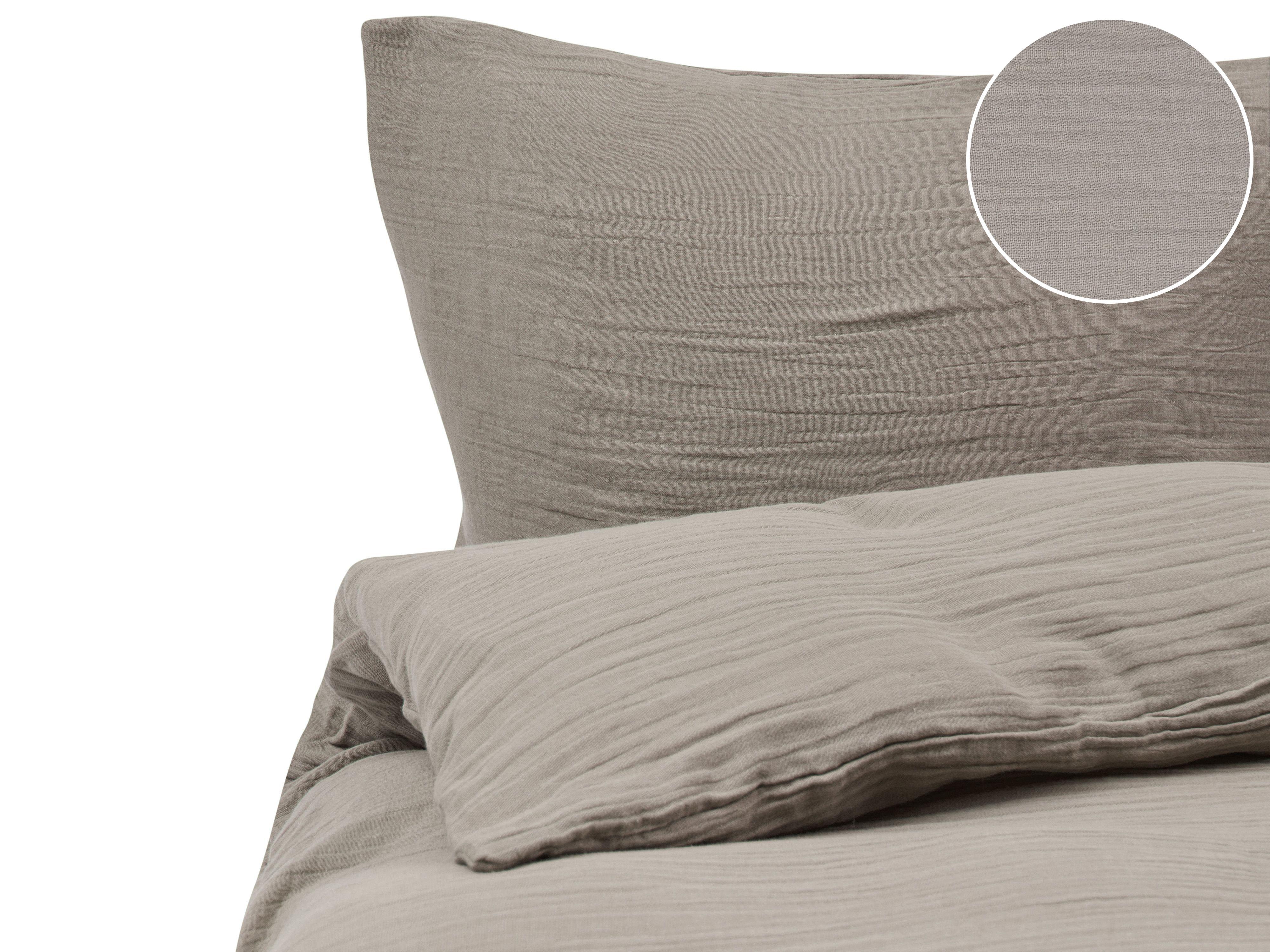 Duvet Cover Set SUMNER Cotton Muslin 150 x 200 cm Taupe