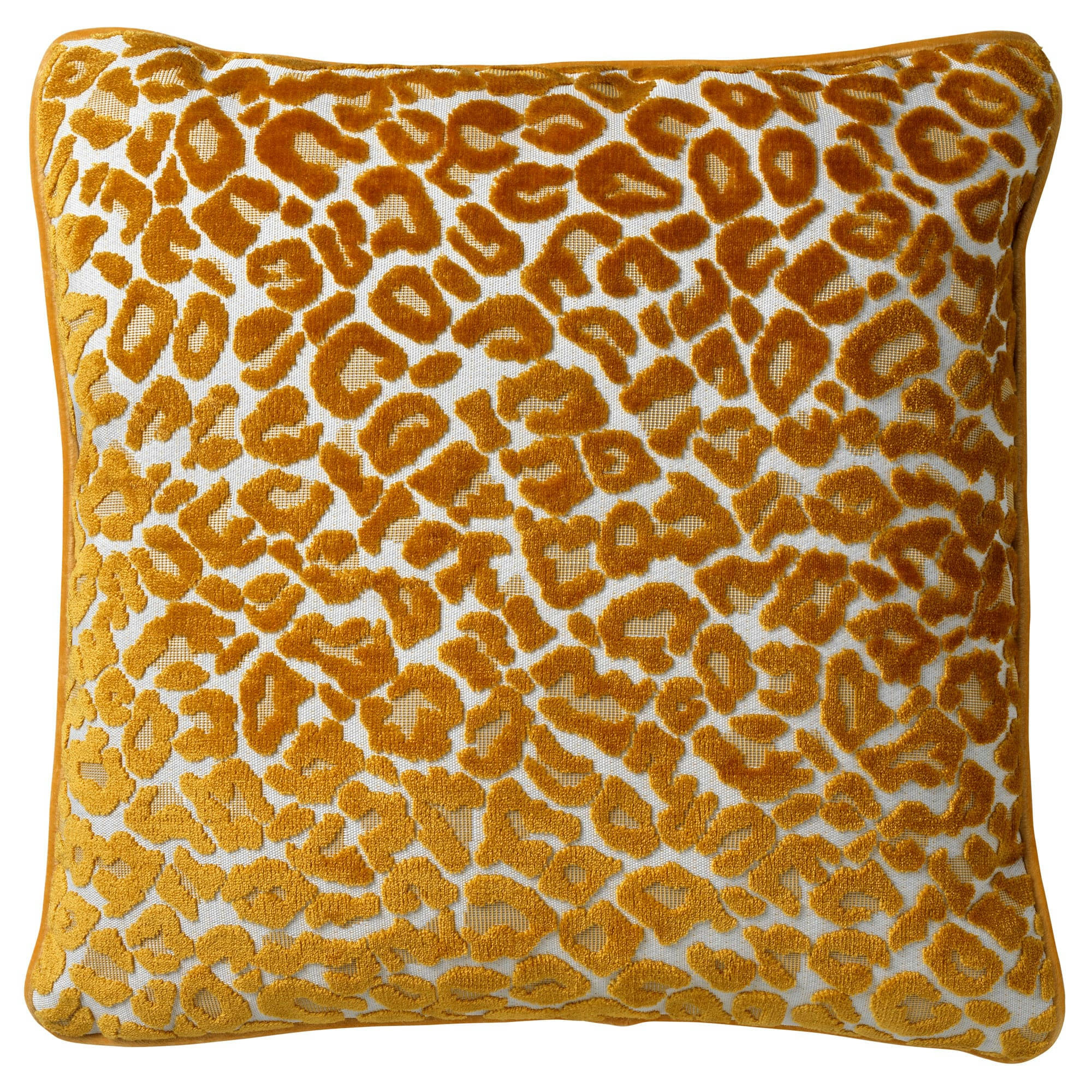 LEONA - Coussin - jaune en velours 45x45 cm avec imprimé animalier