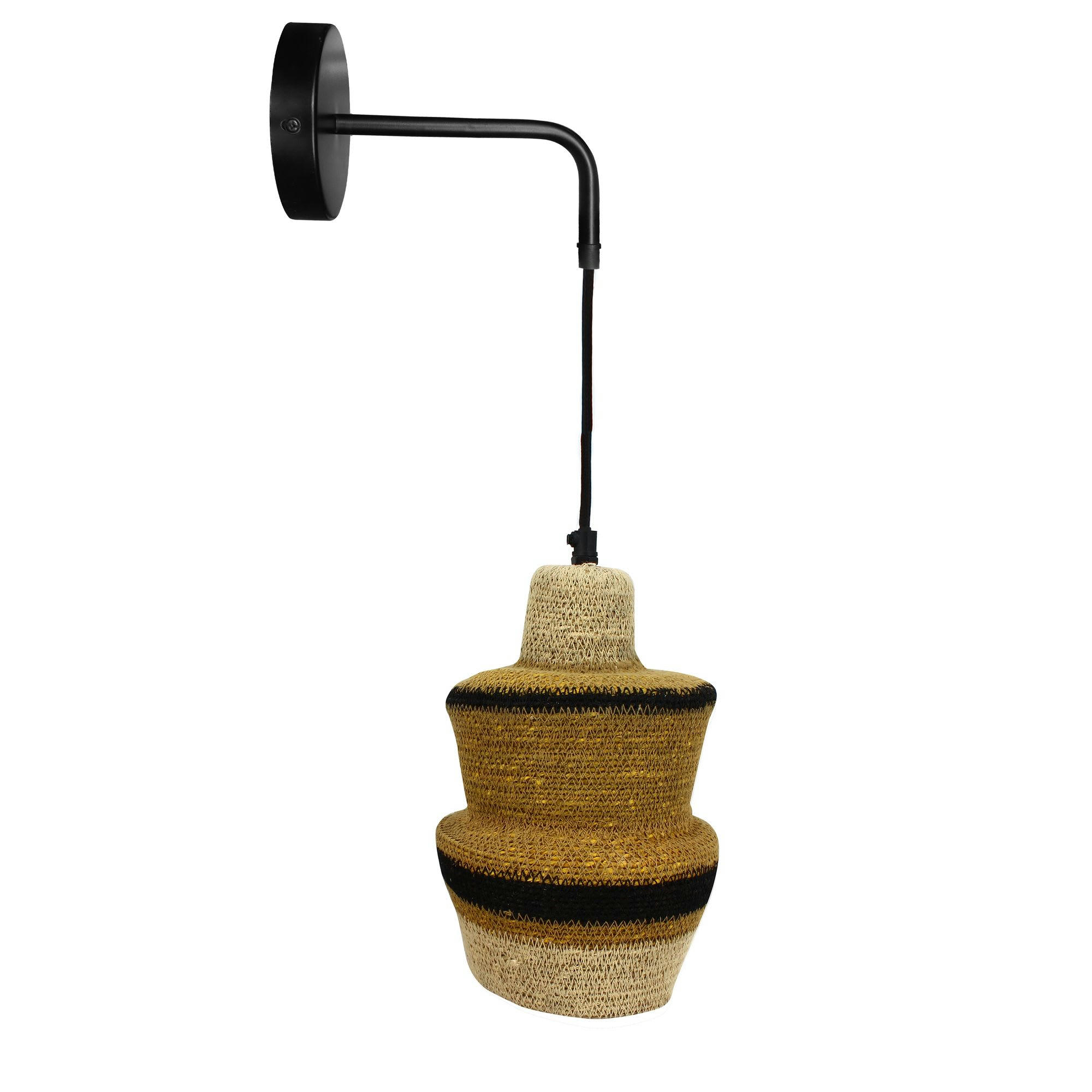 ANTIGUA - Applique en jonc de mer naturel, ocre et noir