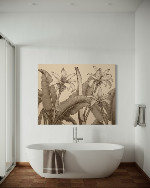 Feeby Obraz na płótnie, Kwiaty Liście Beżowy 60x40