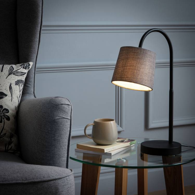 Habitat Metal Table Lamp - Black & Grey