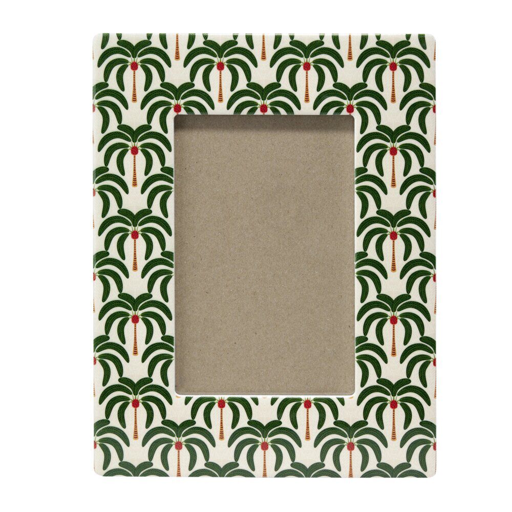 Cadre photo bord céramique motif palmiers 17x22cm pour photo 10x15cm