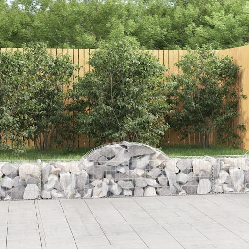 NNEVL Arched Gabion Baskets 3 pcs 200x30x40/60 cm Galvanised Iron