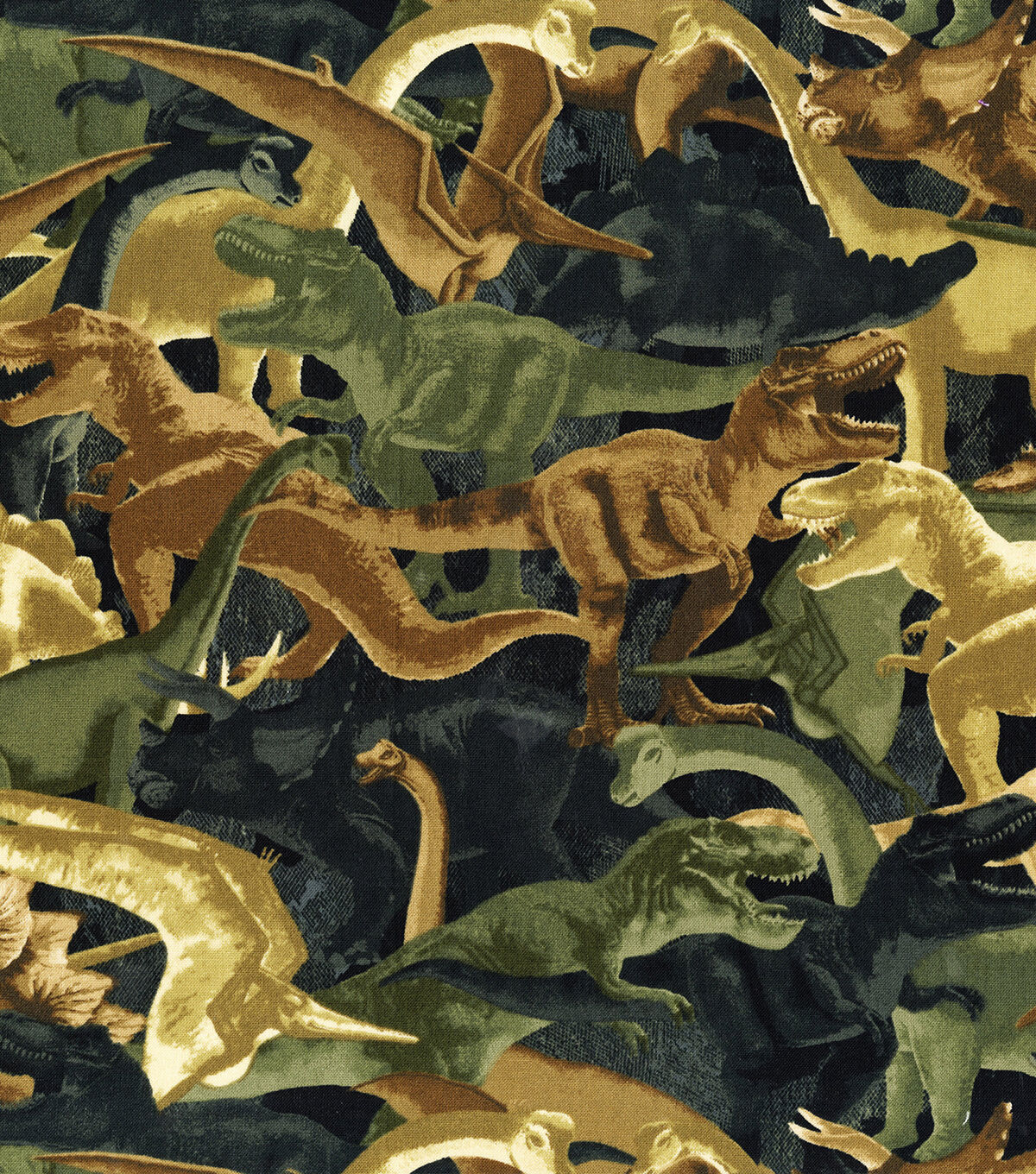 Hi Fashion Packed Camo Dinosaurs Novelty Cotton Fabric