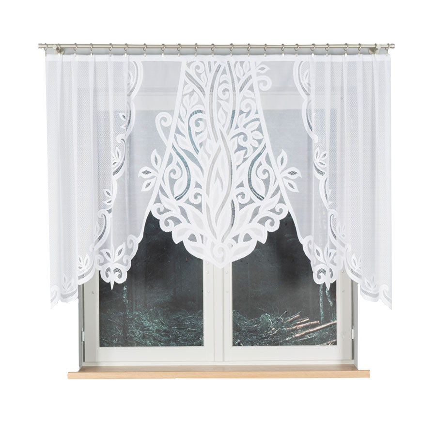 POLA - Firanka gotowa żakardowa z podcięciem na dole - 250x130 cm - biały