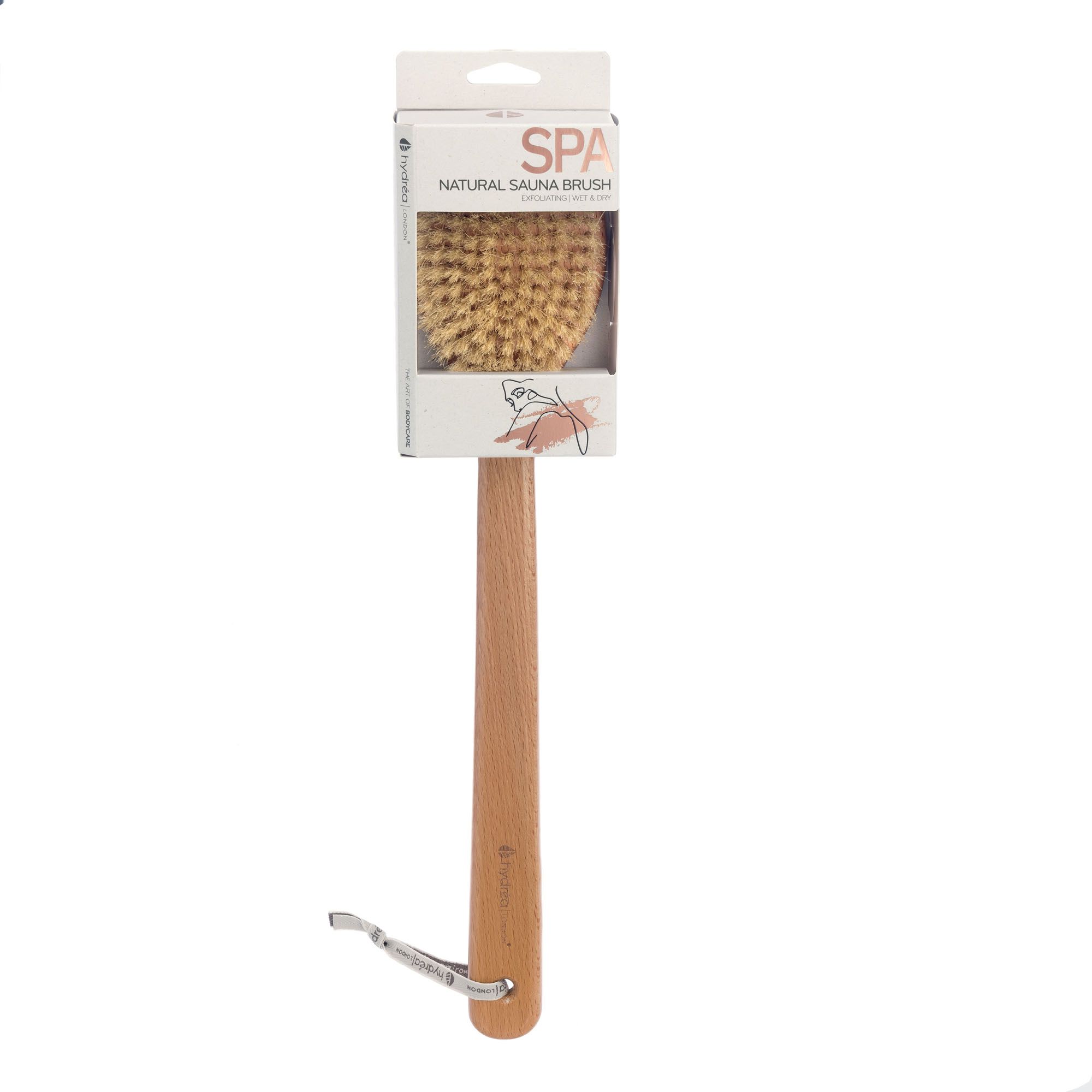 Hydrea London Pro Sauna Brush with Natural Bristle for Wet-Dry Exfoliation