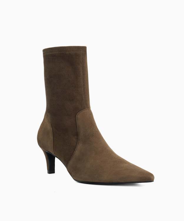 Olivies Khaki - Suede Heeled Ankle Boots