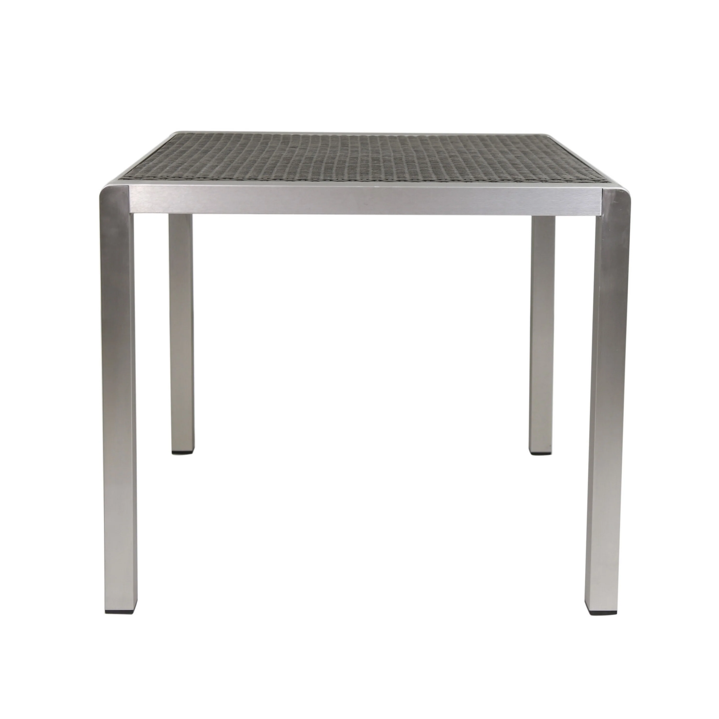 Kimi Dining Table, Outdoor Square 35 Inch Dark Gray Wicker Top, Aluminum