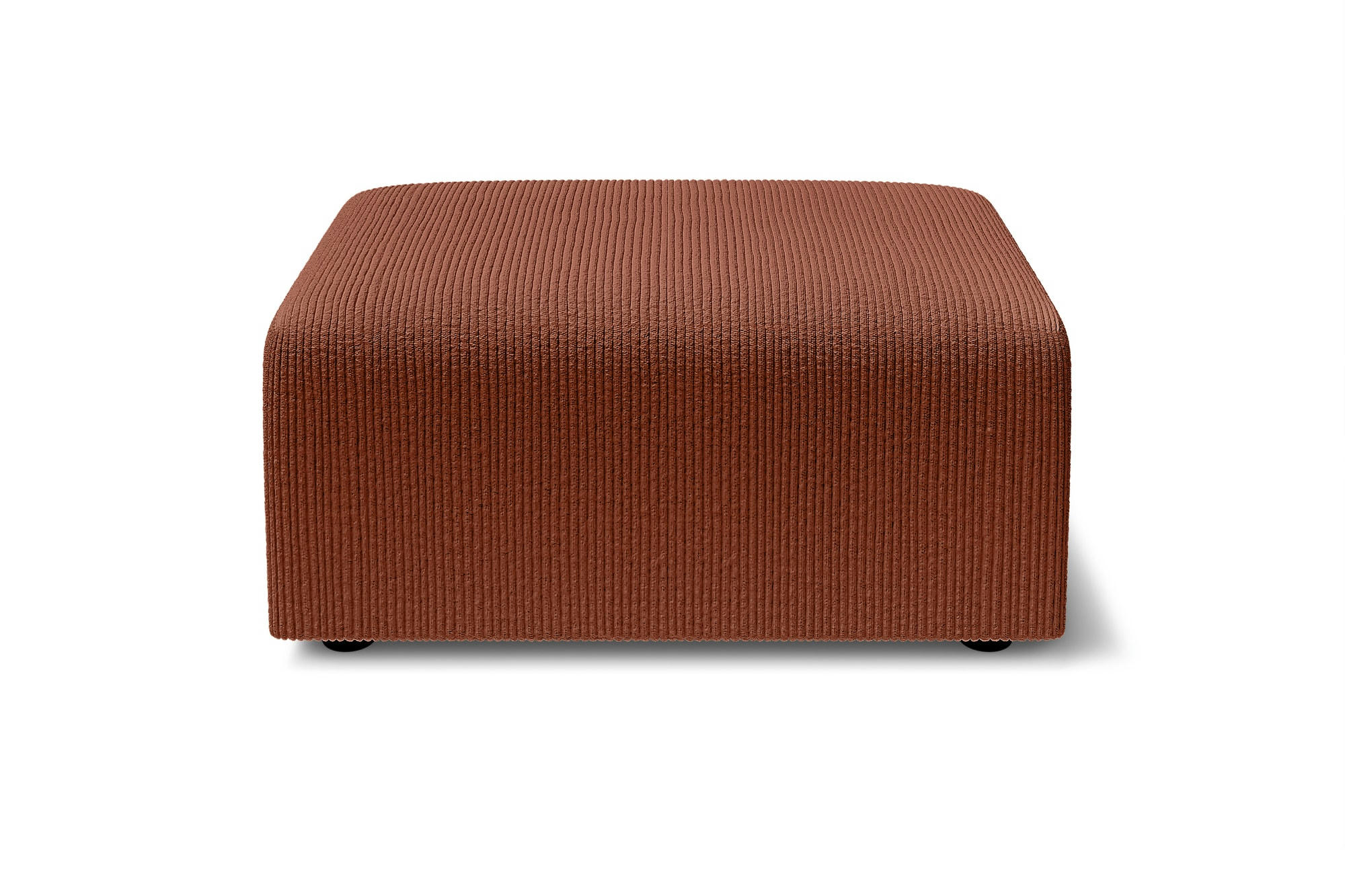 LEO - Pouf carré en velours côtelé   terracotta