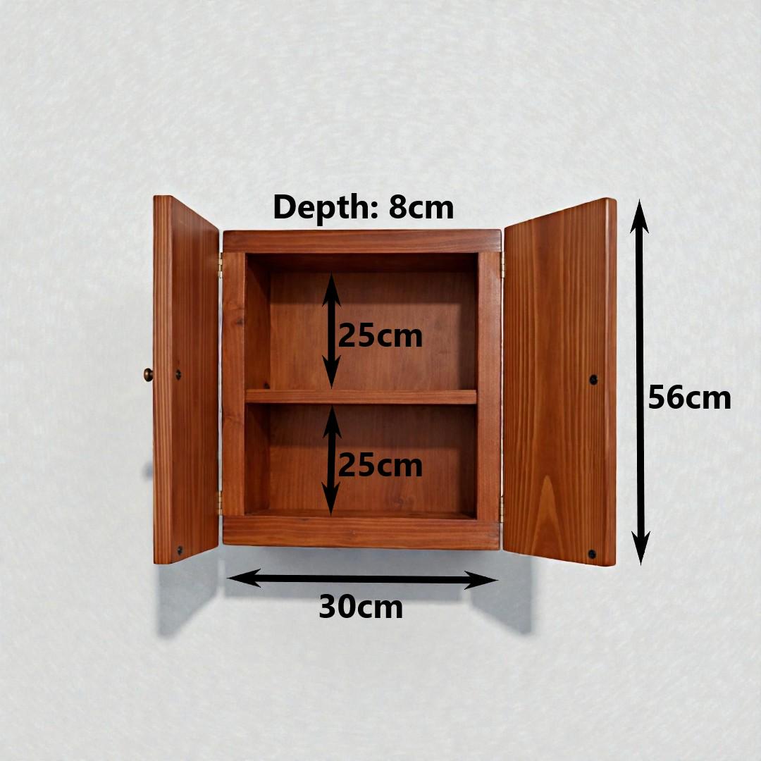 Solid Wood Wall Mounted Bathroom Cabinet – Rustic Farmhouse Medicine Storage (Marine Plywood Doors)